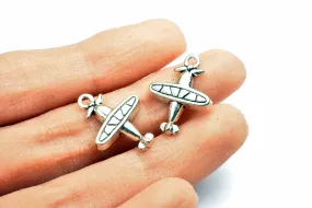 14PCs Airplane Charm Size 21x16mm Antique Tibetan Silver Tone Finding Alloy Charm Pendant Finding For Jewelry Making