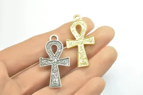 15PCs Egyptian Ankh Life Symbol Key Charm Size 36x20mm Silver or Gold Charm Egyptian Pendant For Jewelry Making