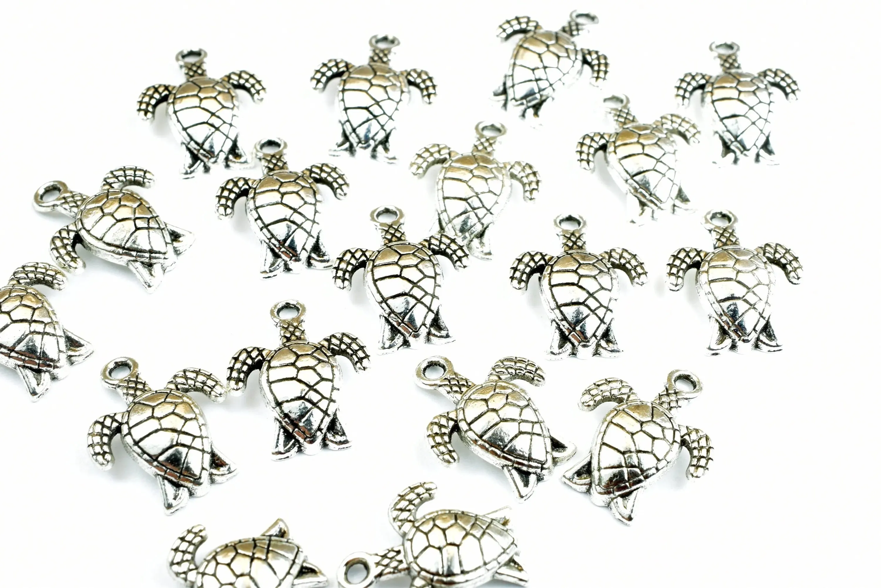 18 PCs Turtle Charm Size 15x13mm Silver Color Charm Pendant Finding For Jewelry Making