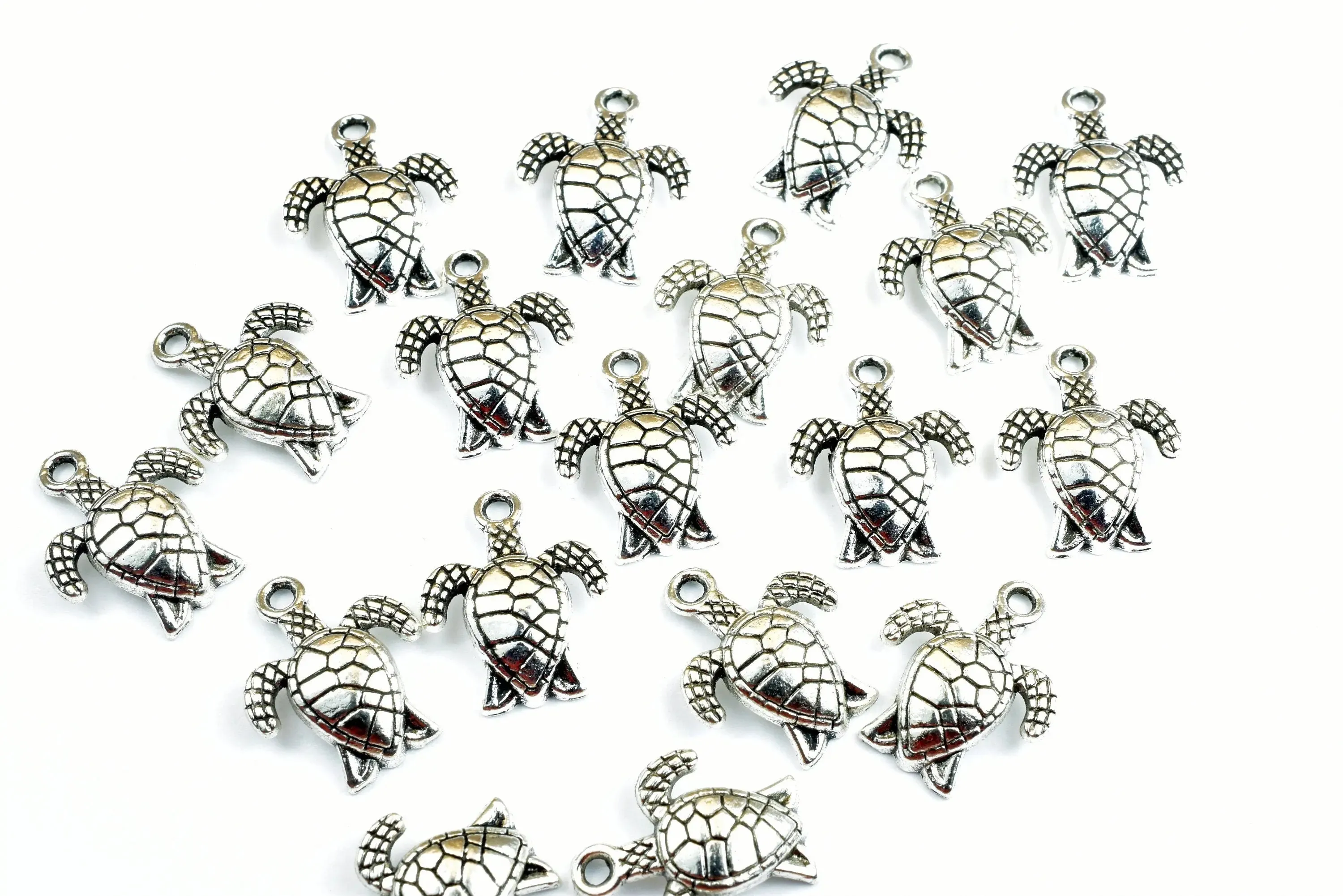 18 PCs Turtle Charm Size 15x13mm Silver Color Charm Pendant Finding For Jewelry Making