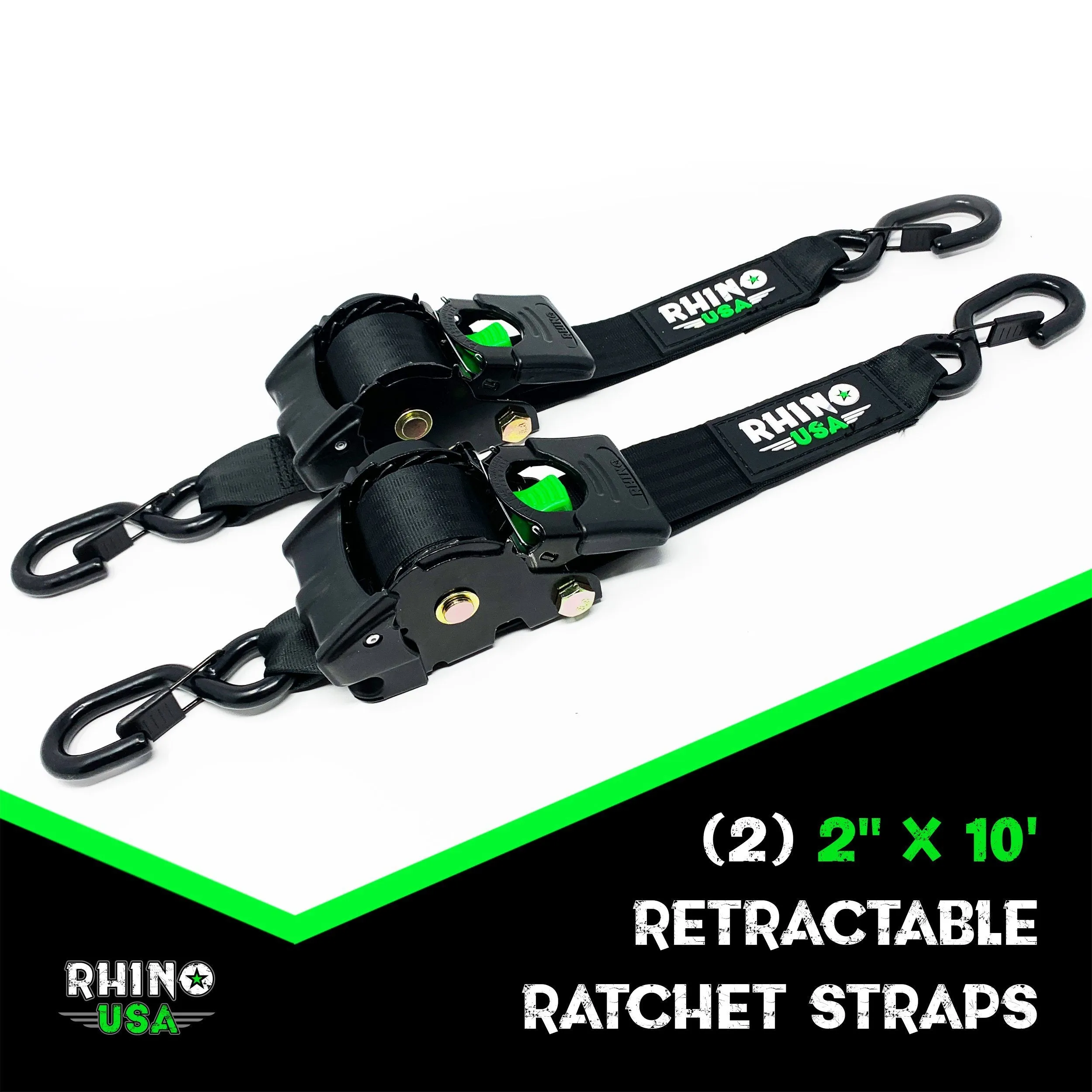 2 x 10' Retractable Ratchet Straps