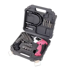 3.6 Volt Lithium-Ion Rechargeable Screwdriver with 45 Piece Accessory Set - Pink DT4944P