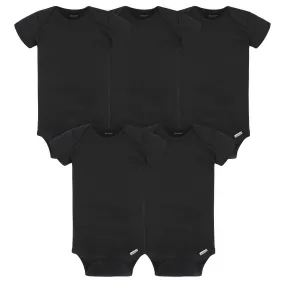 5-Pack Baby Black Ribbed Onesies Bodysuits