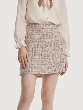 A-line Woolen Tweed Mini Skirt