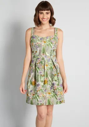 A Spring Garden Fling Fit and Flare Dress