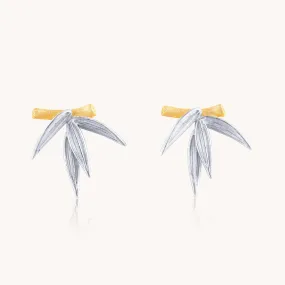 Bamboo Silver Stud Earrings W.