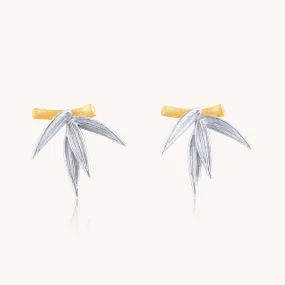 Bamboo Silver Stud Earrings