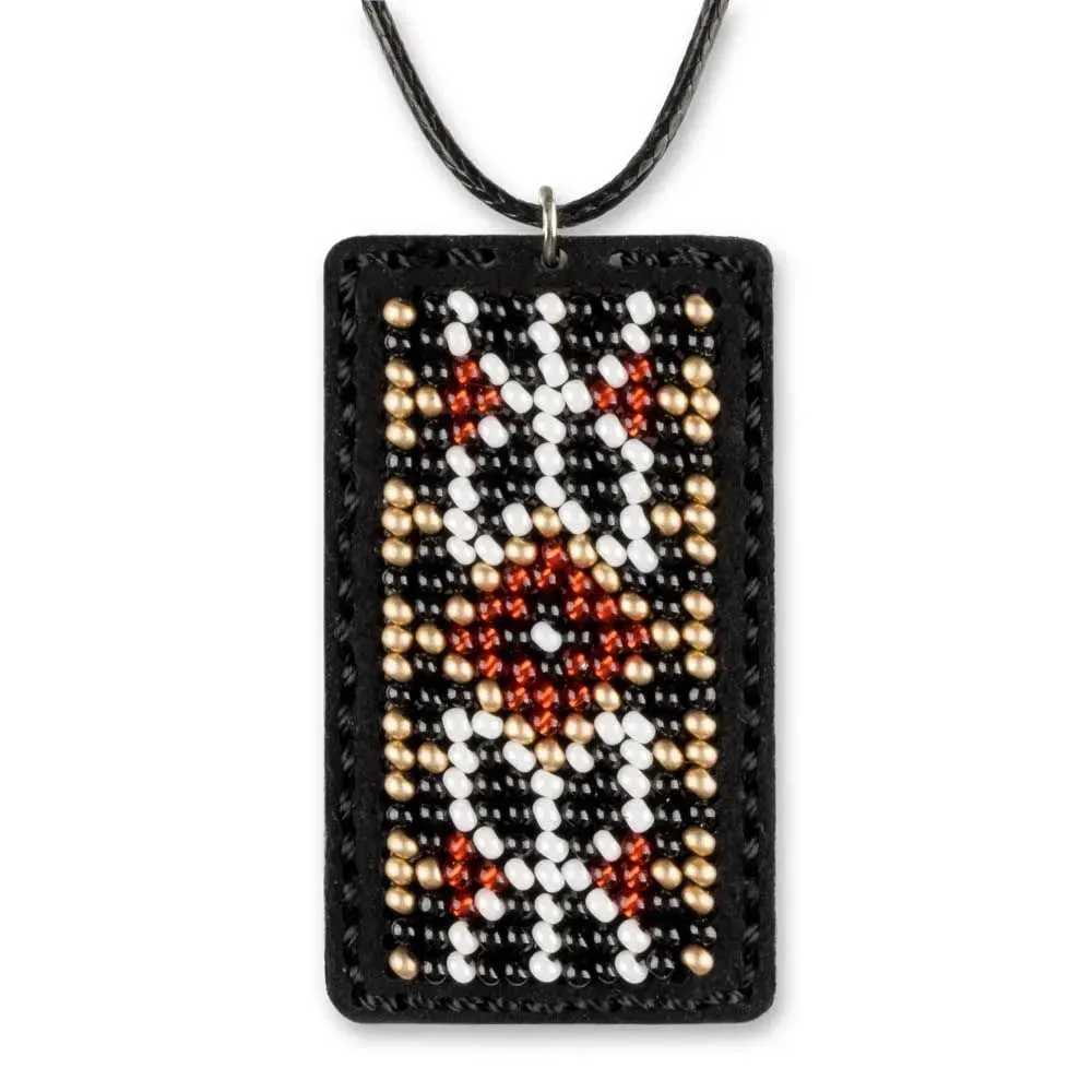 Bead embroidery kit on artificial leather Pendant  FLBB-075