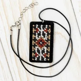 Bead embroidery kit on artificial leather Pendant  FLBB-075