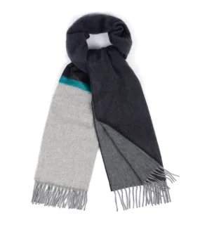 Begg x Co Arran Borderland Stripe Cashmere Scarf: Slate/Green