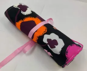 Black, Orange, Fuchsia, Travel Jewelry Case, Fabric Jewelry Organizer