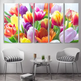 Bouquet of tulips Flowers wall art paintings on canvas home wall decor canvas painting wall hanging decor wall art for bedroom