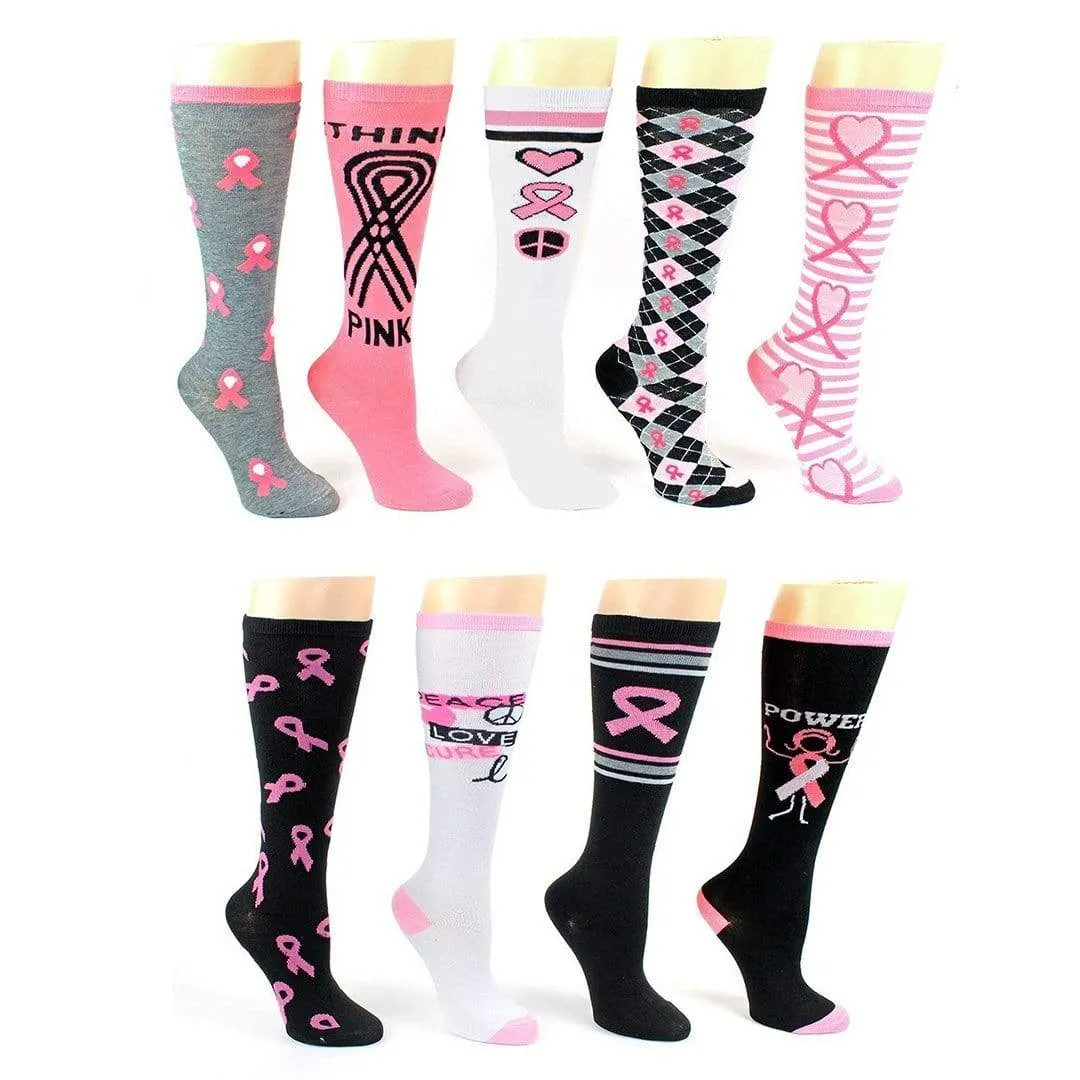 Breast Cancer Awareness Socks Women's Knee High Socks