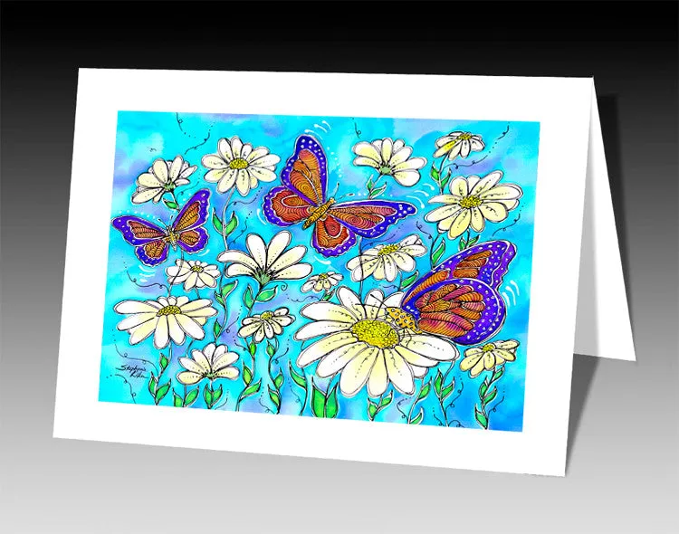 Butterflies on Daisies Notecard