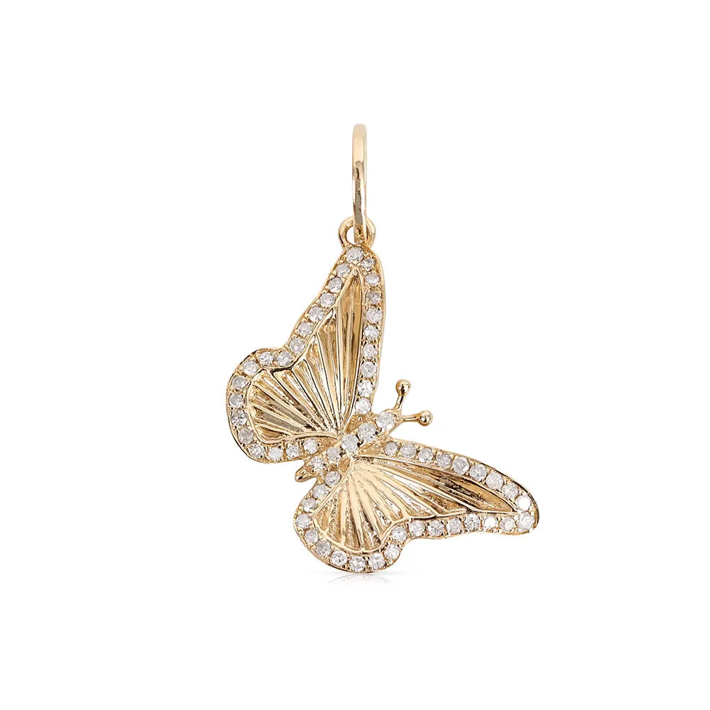 DIAMOND FLUTED OFFSET BUTTERFLY CHARM