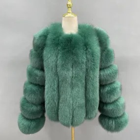 Emerald Luxury Fur Vertical Pelt Coat