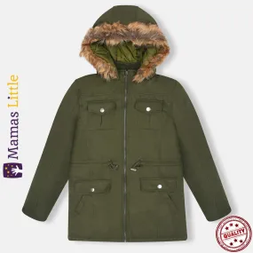 Girls Attitude Green Perka Coat 12173