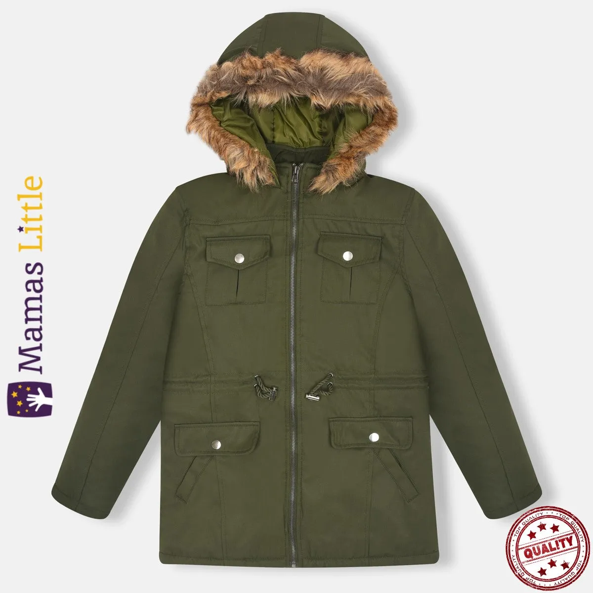 Girls Attitude Green Perka Coat 12173