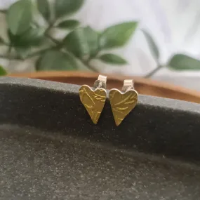 Golden Oak Heart stud earrings