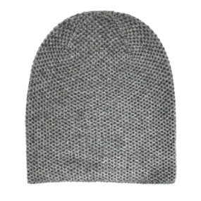 Heavy Seed stitch knitted Cashmere Beanie Soldeu Grey