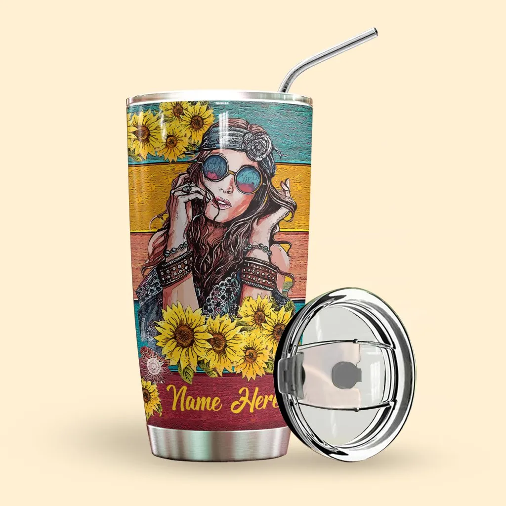 Hippie Sunflowers Personalized Tumbler