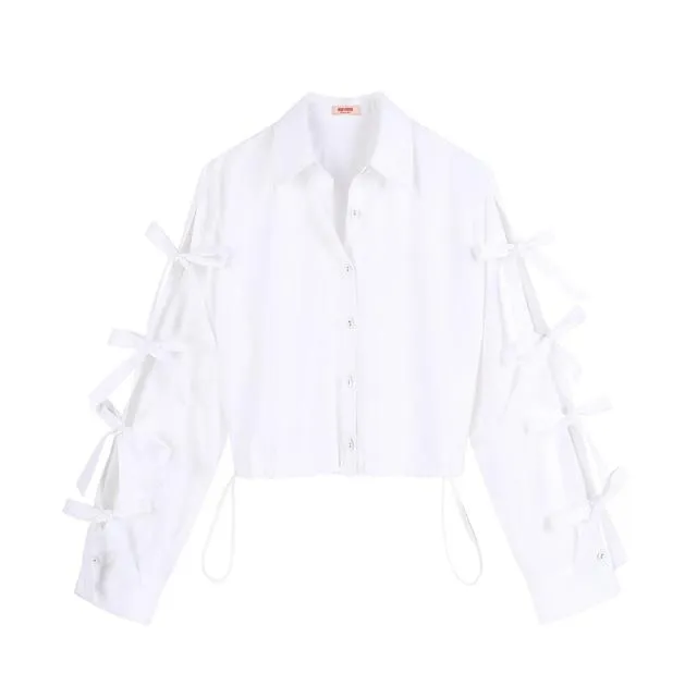 Hiroto Bow Long Sleeve Loose Shirt