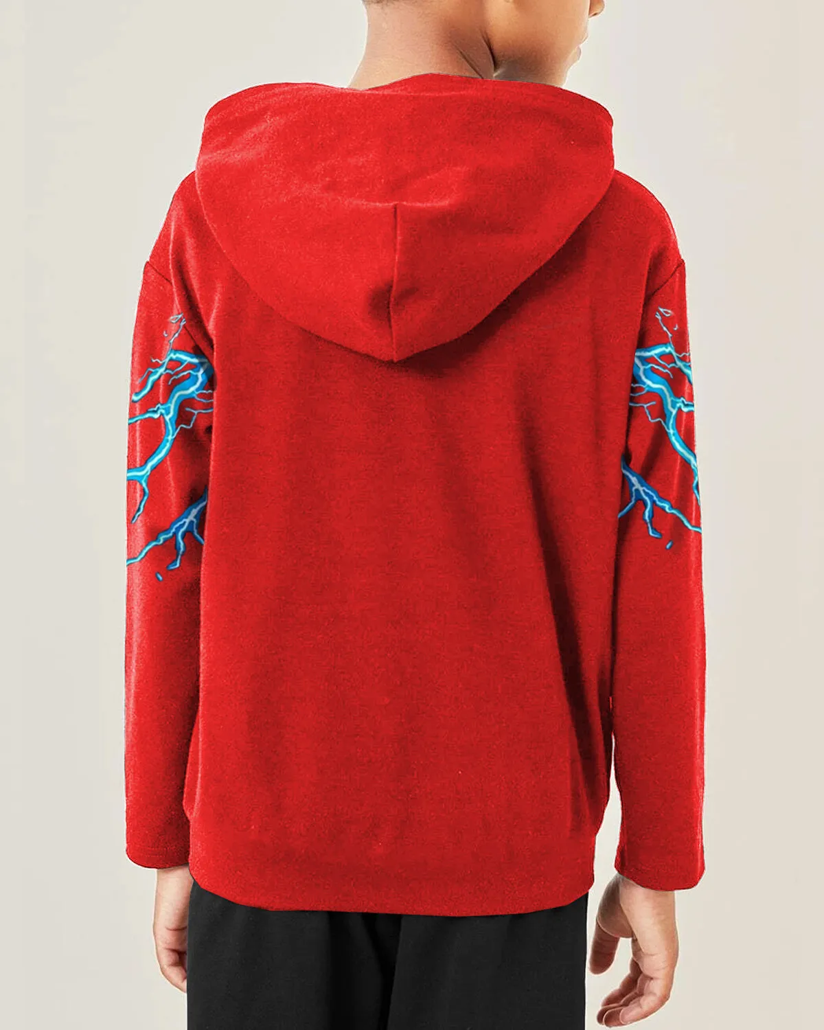 Kids Thunder Printed Red Hoodie