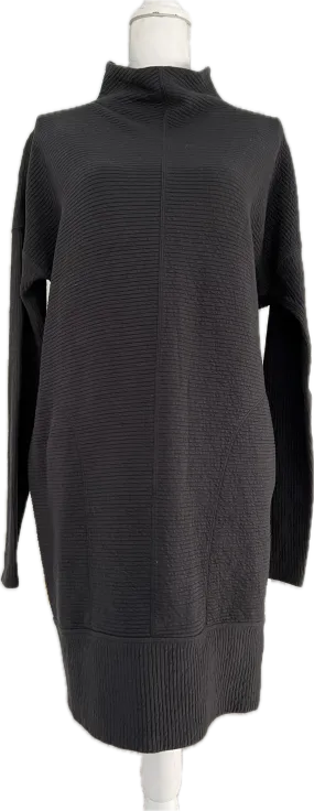 Lululemon Black Ribbed Call For Cozy Mock-neck Sweatshirt Dress, 8