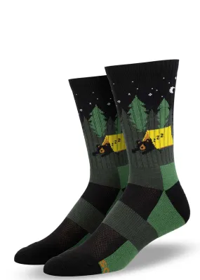 Men's Camping Bear Cushioned Wool Hiking Socks