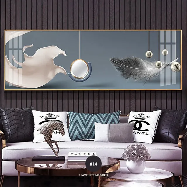 Modern Abstract Butterflies & Feathers Wide Format Wall Art Fine Art Canvas Prints Auspicious Pictures For Above The Bed Luxury Living Room Art Decor