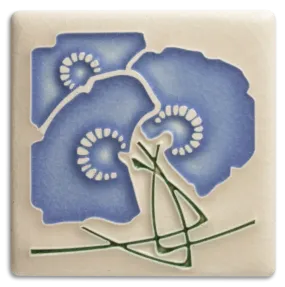 Motawi Tileworks - 4"x 4" Tile - 'Charming Bouquet' (Blue) #4461