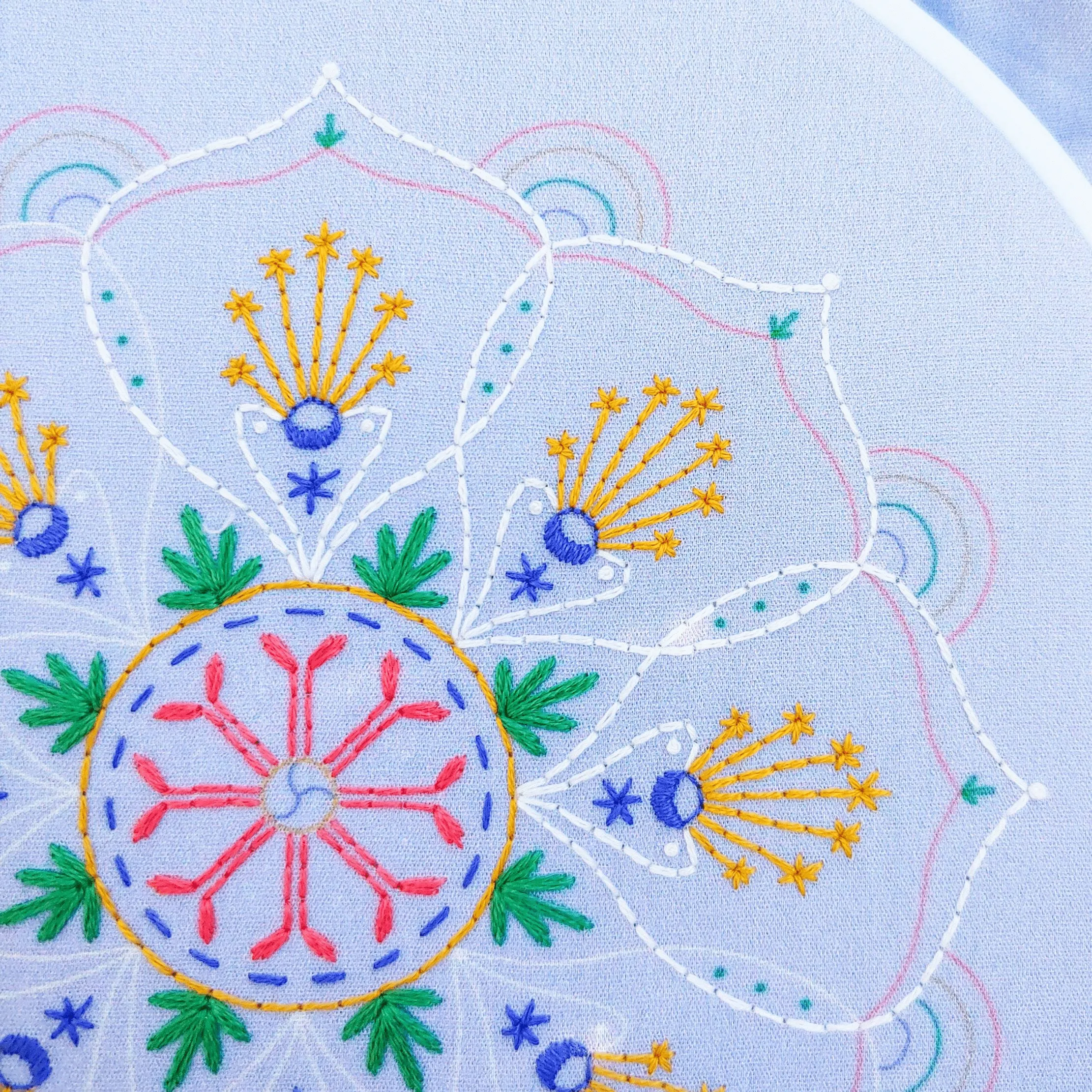 Rainbow Mandala Embroidery Kit - Cozyblue Handmade