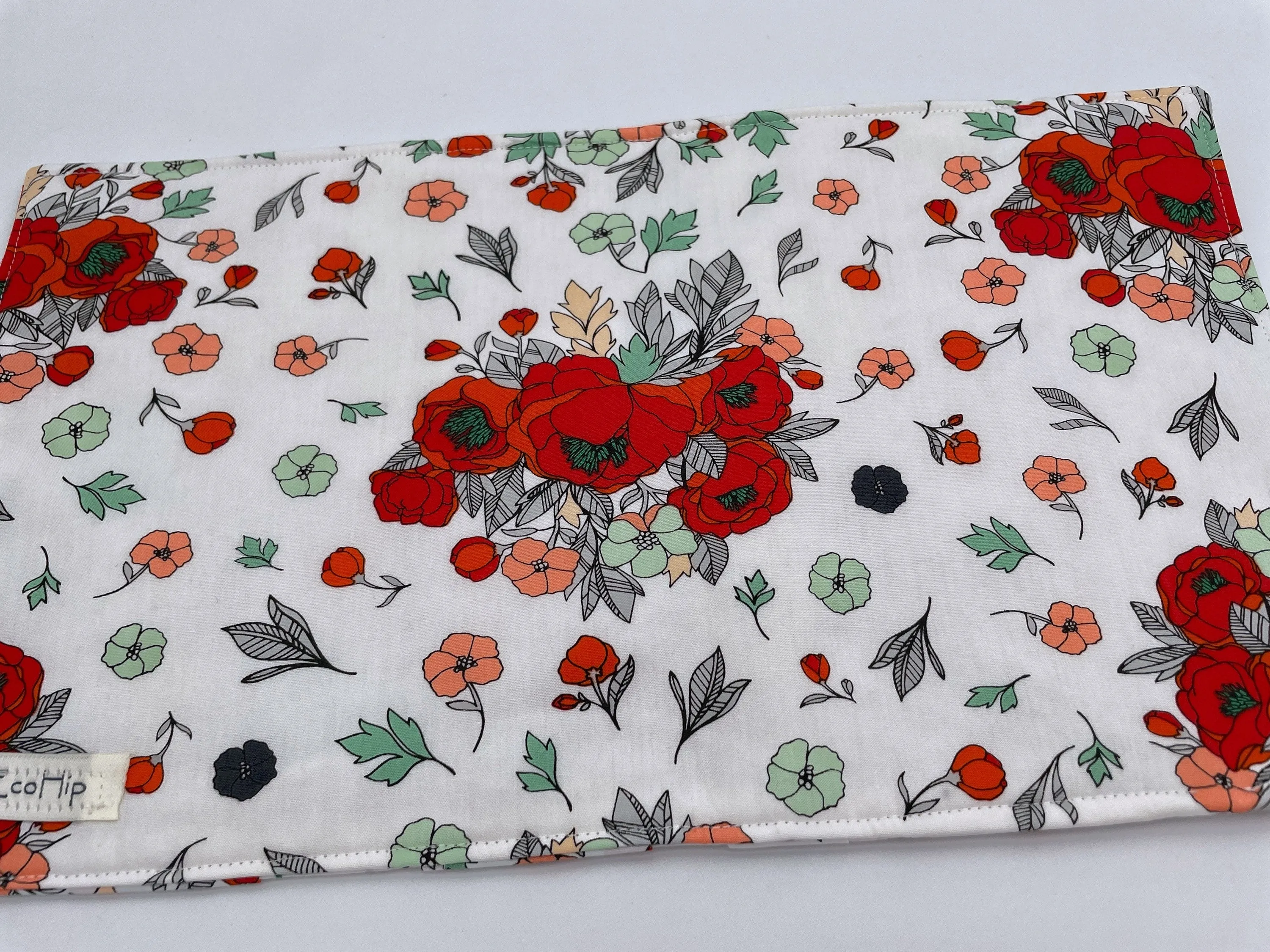 Red Floral Jewelry Roll, Travel Jewelry Box, Soft Overnight Jewelry Organizer, Ring Holder