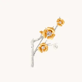 Rosebud Silver Brooch