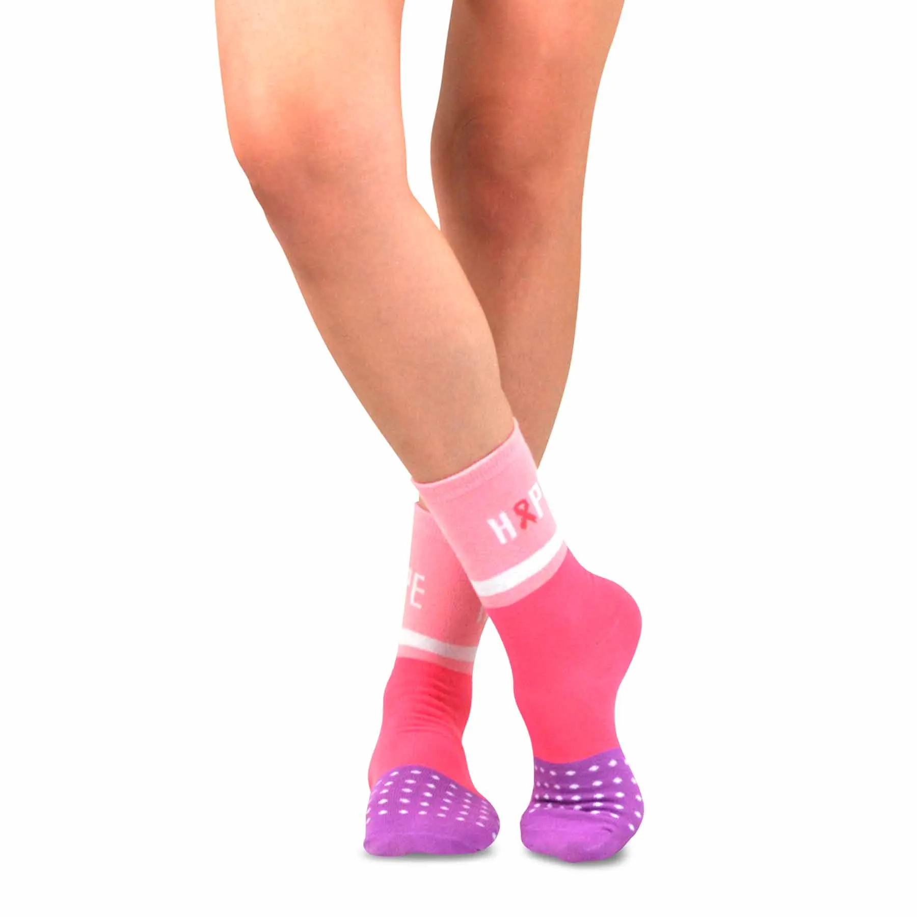 TeeHee Socks Women's Pink Ribbon 3 Cotton Crew 3-Pack (12159)