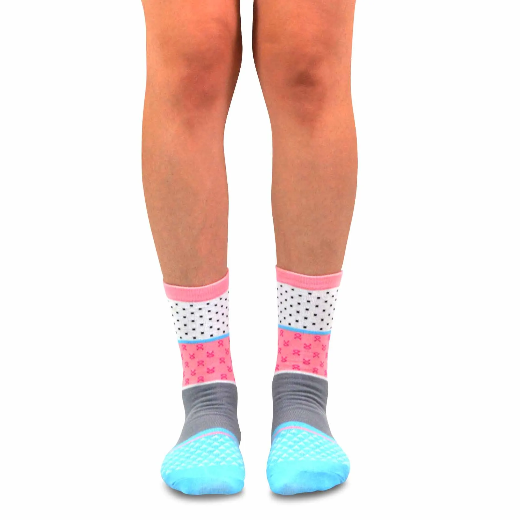 TeeHee Socks Women's Pink Ribbon 6 Cotton Crew 3-Pack (12162)