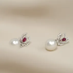 THIALH - FAUNA & FLORA - Pearl Ruby Diamond Earrings