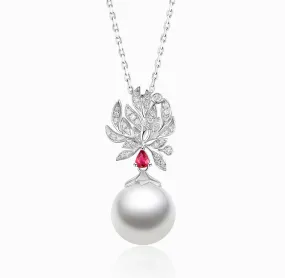 THIALH - FAUNA & FLORA - Ruby and White Diamond Pearl Necklace