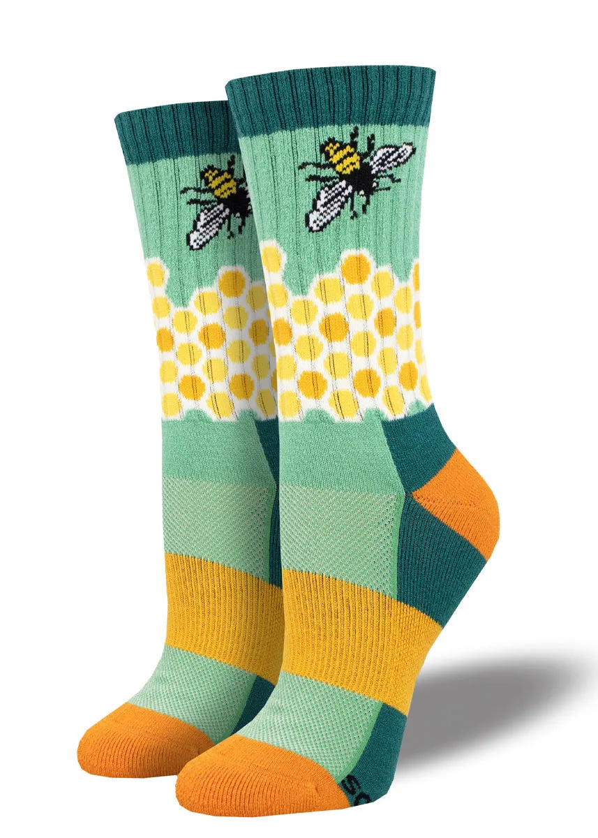 Women's Honey Bee Cushioned Wool Hiking Socks