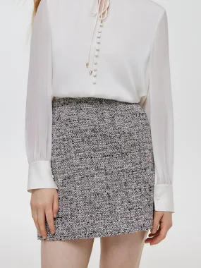 Wool Blend Tweed A-Line Women Mini Skirt